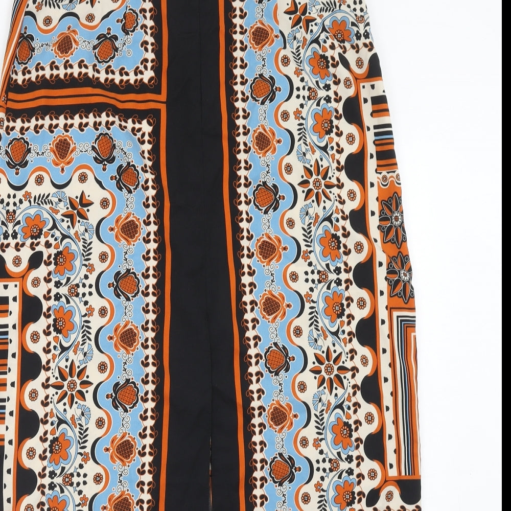 River Island Womens Multicoloured Geometric Polyester Peasant Skirt Size 12 Zip