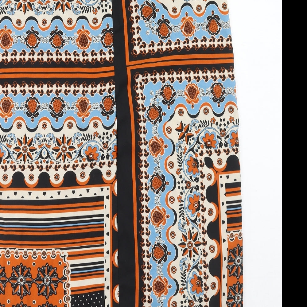 River Island Womens Multicoloured Geometric Polyester Peasant Skirt Size 12 Zip