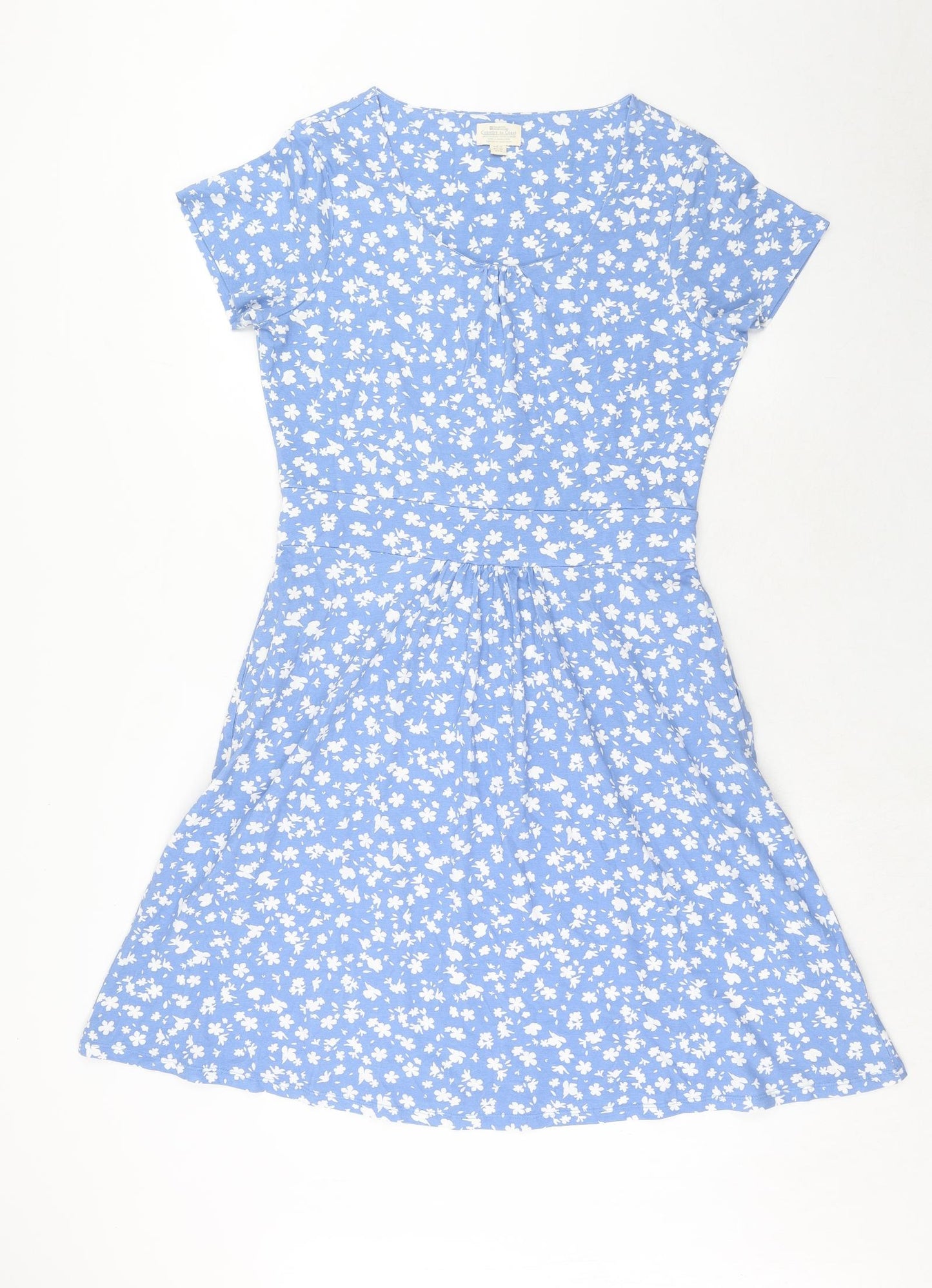 Mountain Warehouse Womens Blue Floral Cotton Fit & Flare Size 12 Scoop Neck Pullover