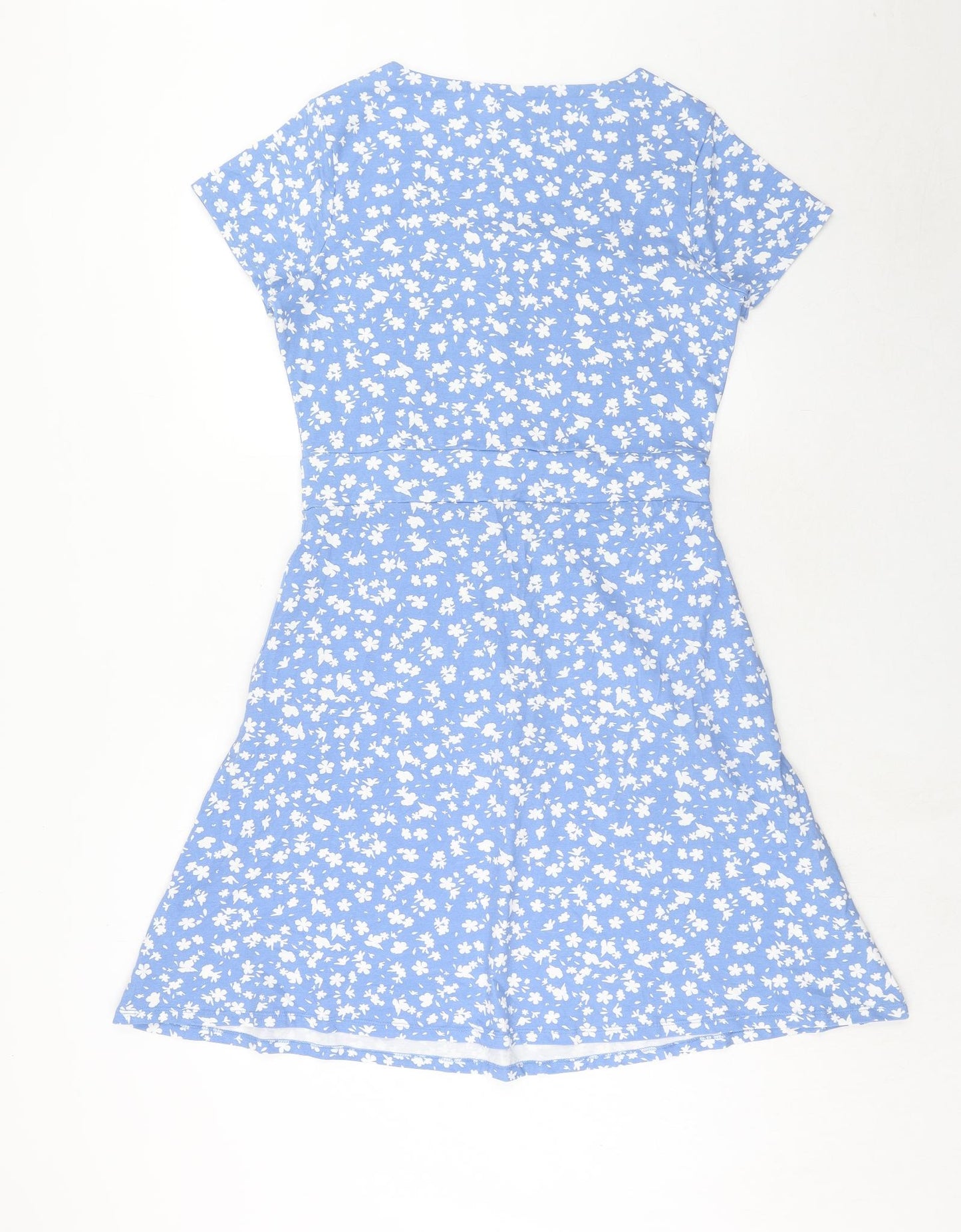Mountain Warehouse Womens Blue Floral Cotton Fit & Flare Size 12 Scoop Neck Pullover