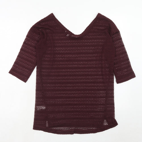 NEXT Womens Purple V-Neck Polyester Pullover Jumper Size 8