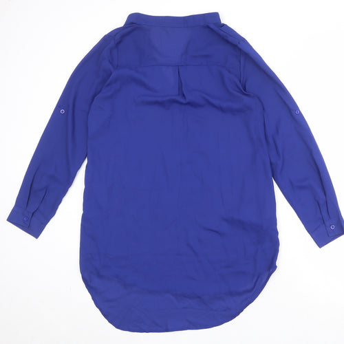 Zanzea Womens Blue Polyester Basic Blouse Size 12 V-Neck