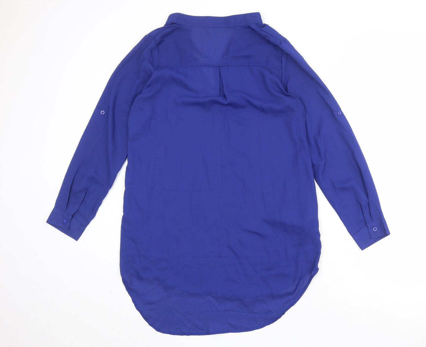 Zanzea Womens Blue Polyester Basic Blouse Size 12 V-Neck