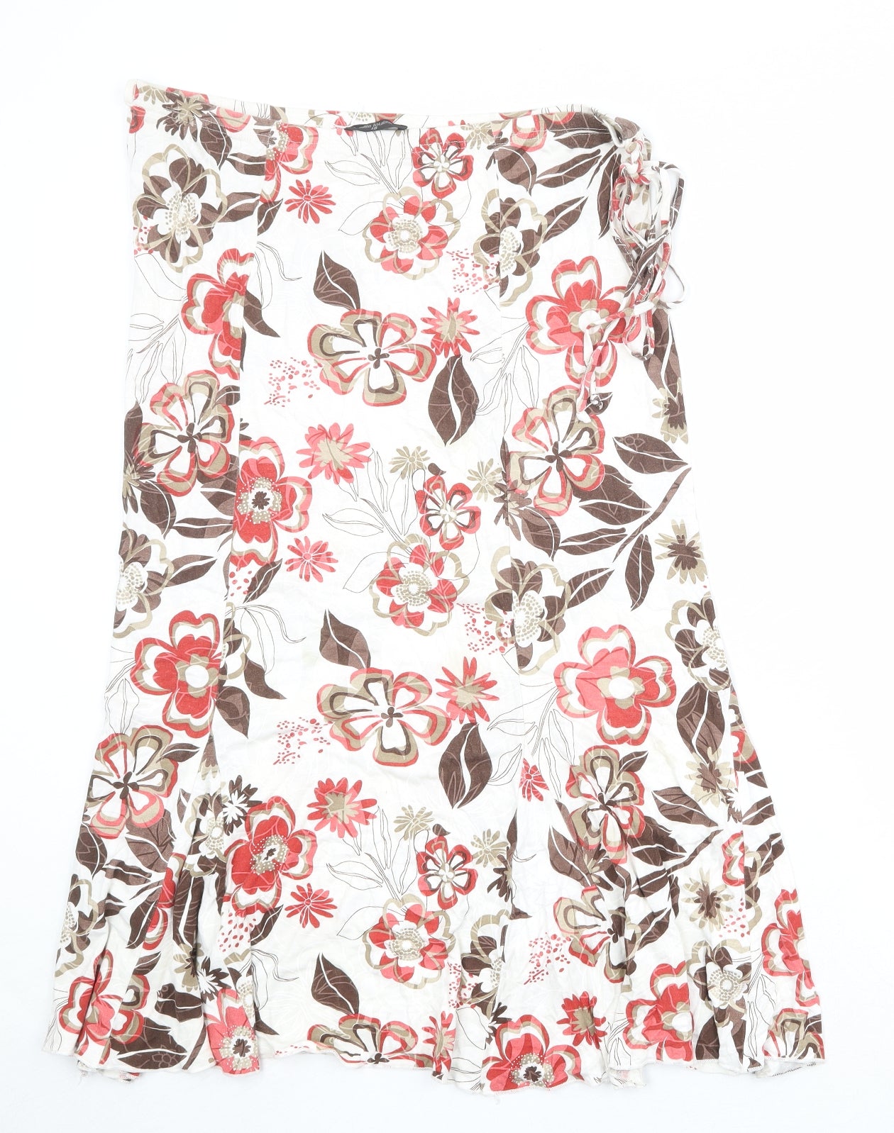 Ellie Louise Womens White Floral Viscose Swing Skirt Size 18