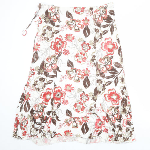 Ellie Louise Womens White Floral Viscose Swing Skirt Size 18