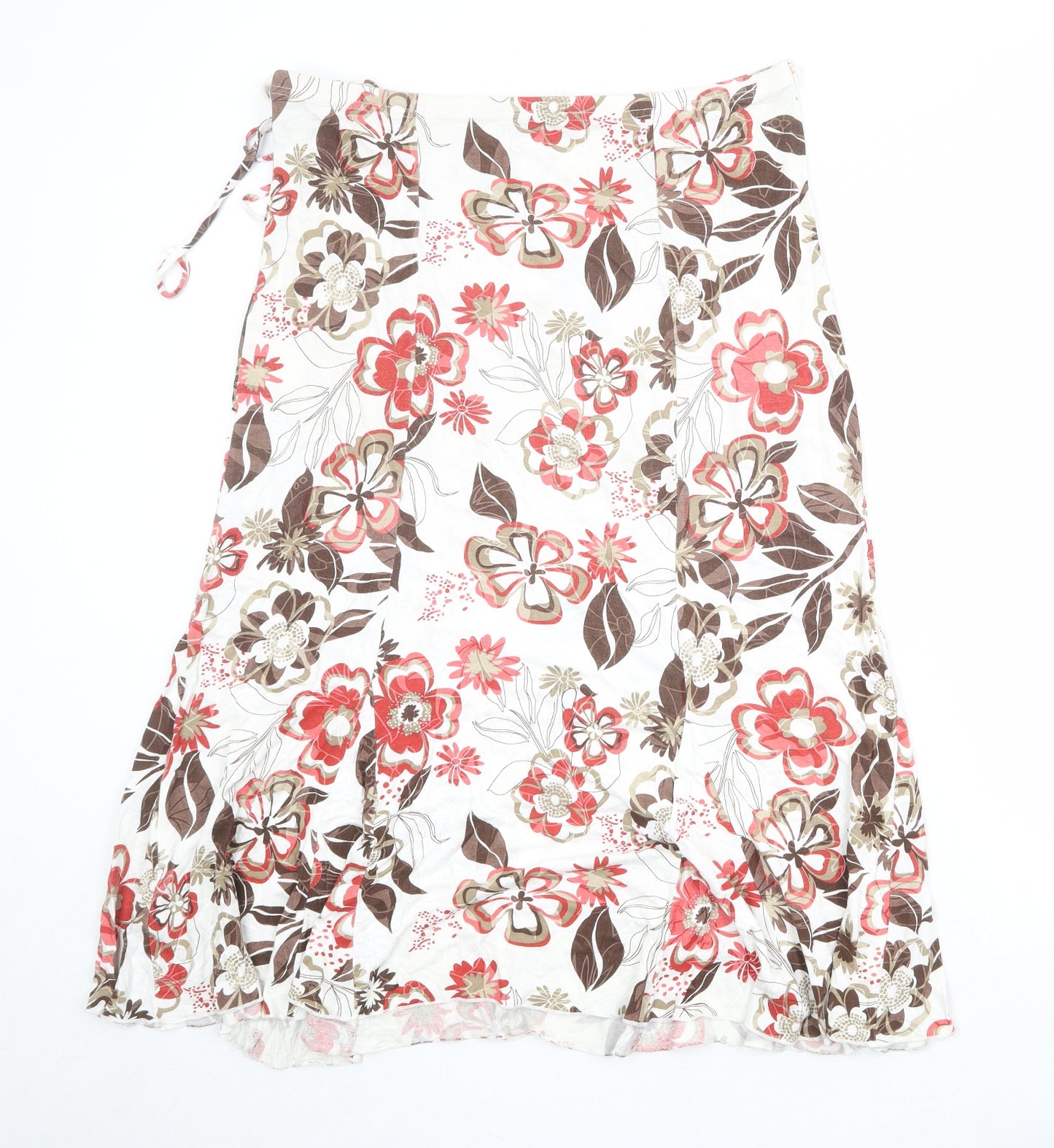 Ellie Louise Womens White Floral Viscose Swing Skirt Size 18