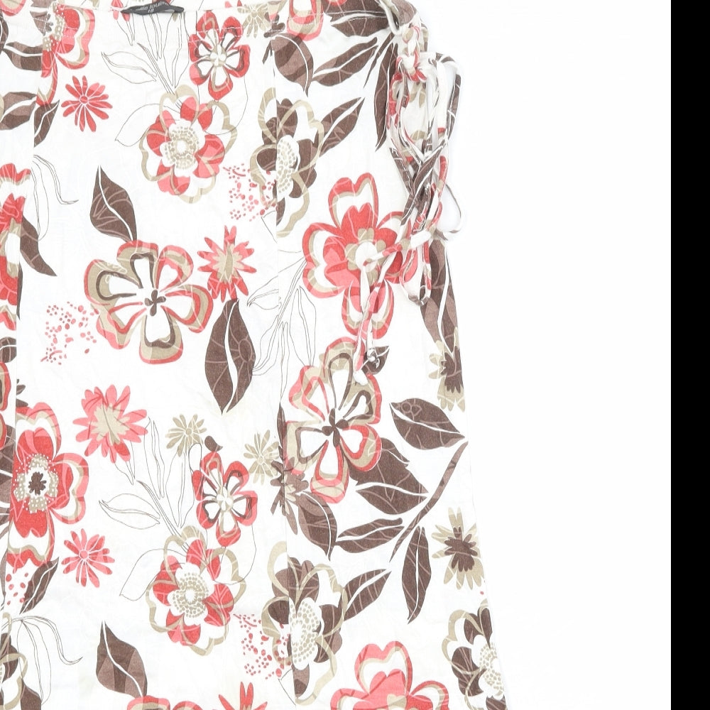 Ellie Louise Womens White Floral Viscose Swing Skirt Size 18