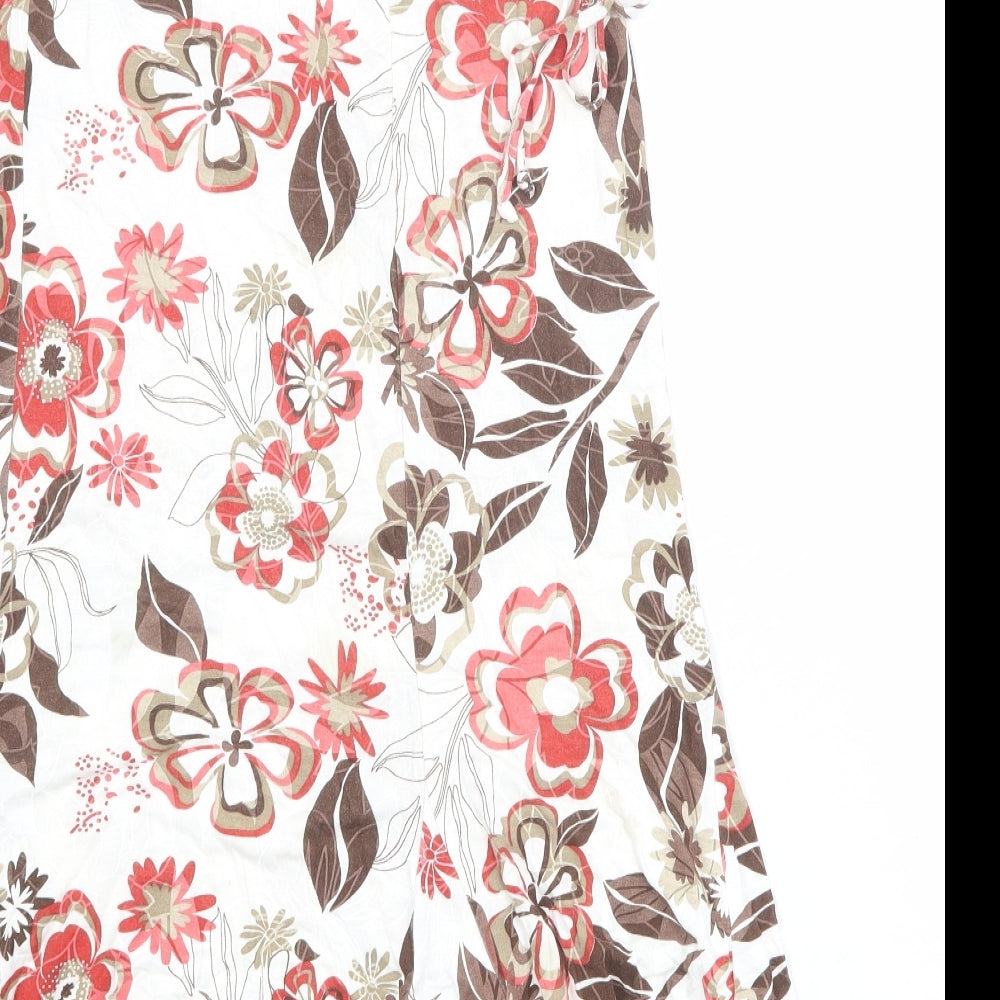 Ellie Louise Womens White Floral Viscose Swing Skirt Size 18