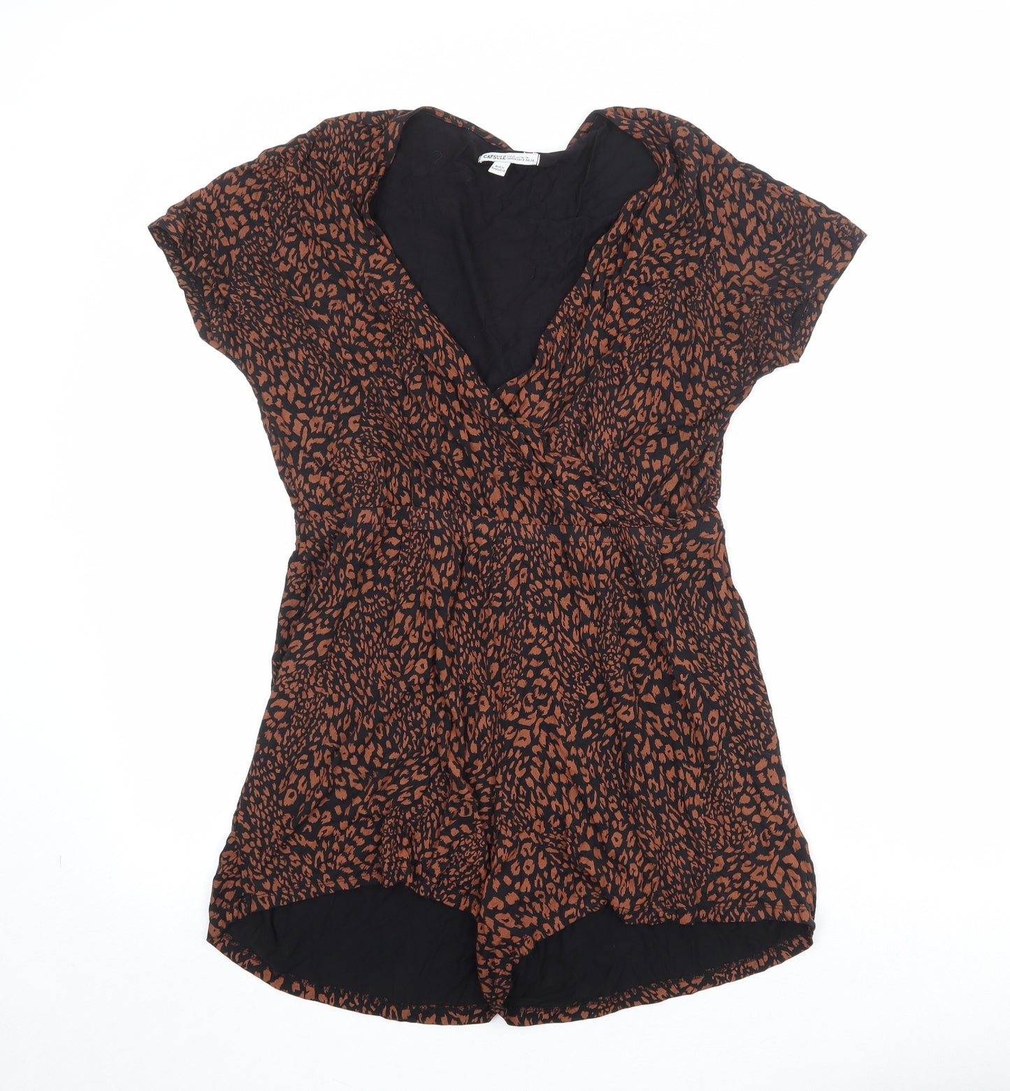 Capsule Womens Brown Animal Print Viscose Playsuit One-Piece Size 14 Pullover - Leopard Print
