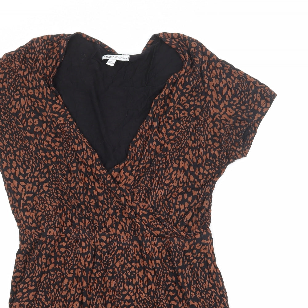 Capsule Womens Brown Animal Print Viscose Playsuit One-Piece Size 14 Pullover - Leopard Print