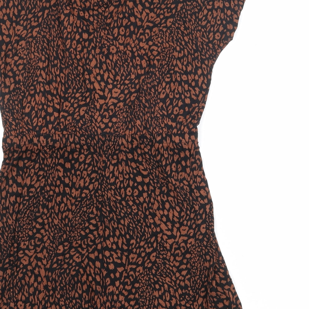Capsule Womens Brown Animal Print Viscose Playsuit One-Piece Size 14 Pullover - Leopard Print