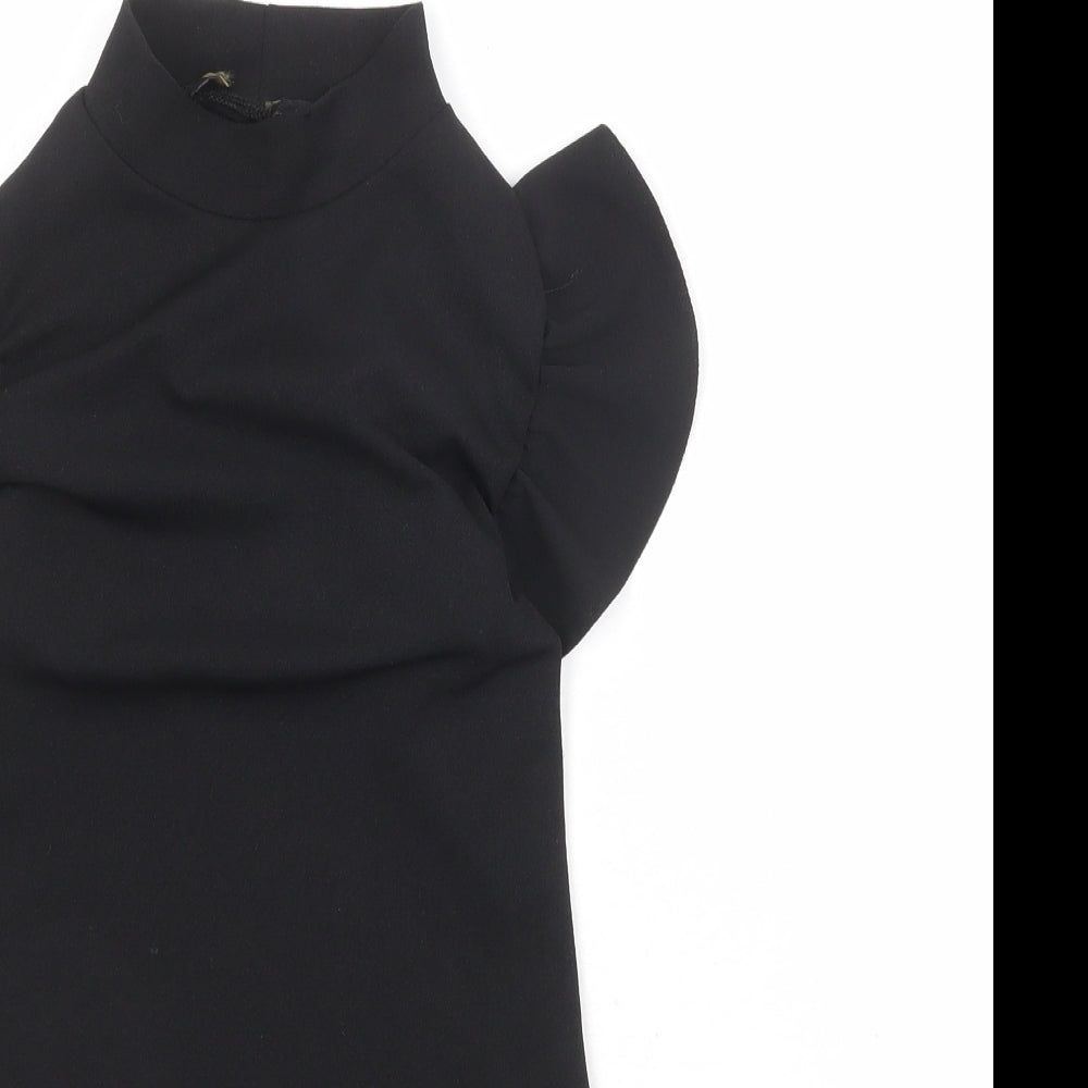 I SAW IT FIRST Womens Black Viscose Bodysuit One-Piece Size 8 Snap