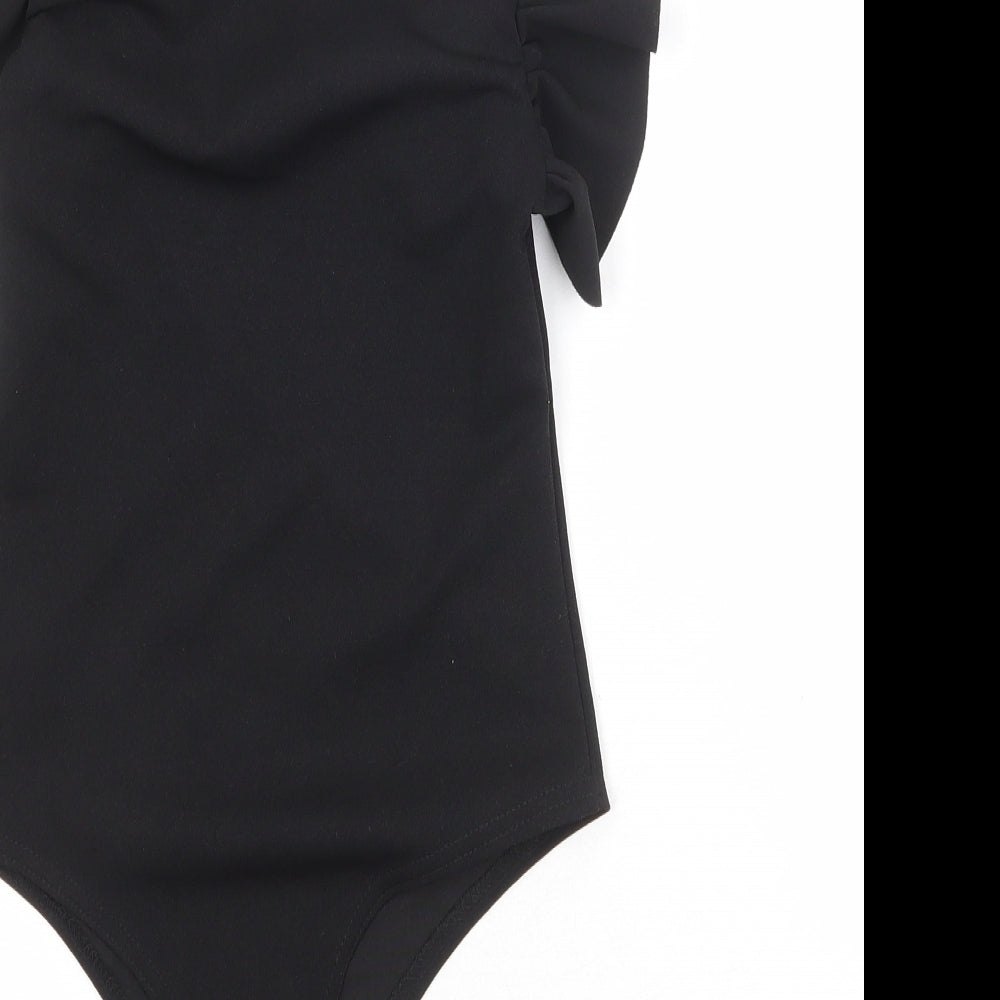 I SAW IT FIRST Womens Black Viscose Bodysuit One-Piece Size 8 Snap