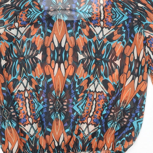New Look Womens Multicoloured Geometric Polyester Basic Blouse Size 10 Scoop Neck