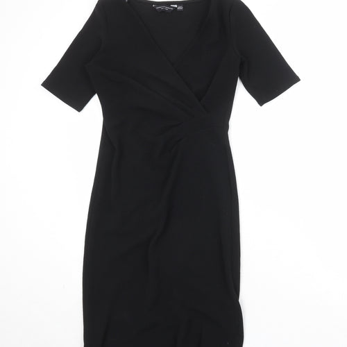 Dorothy Perkins Womens Black Polyester A-Line Size 8 V-Neck Pullover