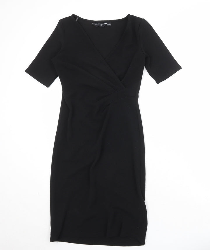 Dorothy Perkins Womens Black Polyester A-Line Size 8 V-Neck Pullover