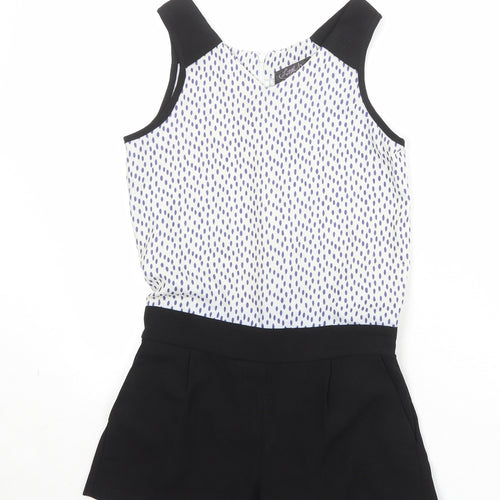 Little Miss Captain Womens Black Geometric Polyester Playsuit One-Piece Size 2XS Zip