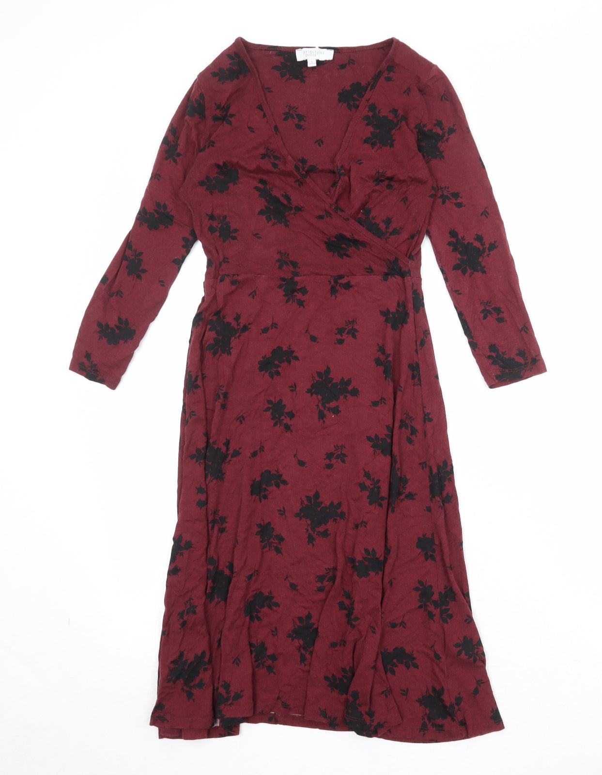 Principles Womens Red Floral Viscose Trapeze & Swing Size 6 V-Neck Pullover