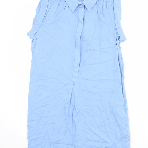 Little Lies Womens Blue 100% Cotton Basic Button-Up Size 8 Collared