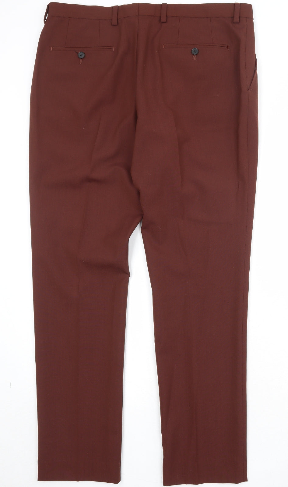 NEXT Mens Brown Wool Chino Trousers Size 36 in Regular Zip