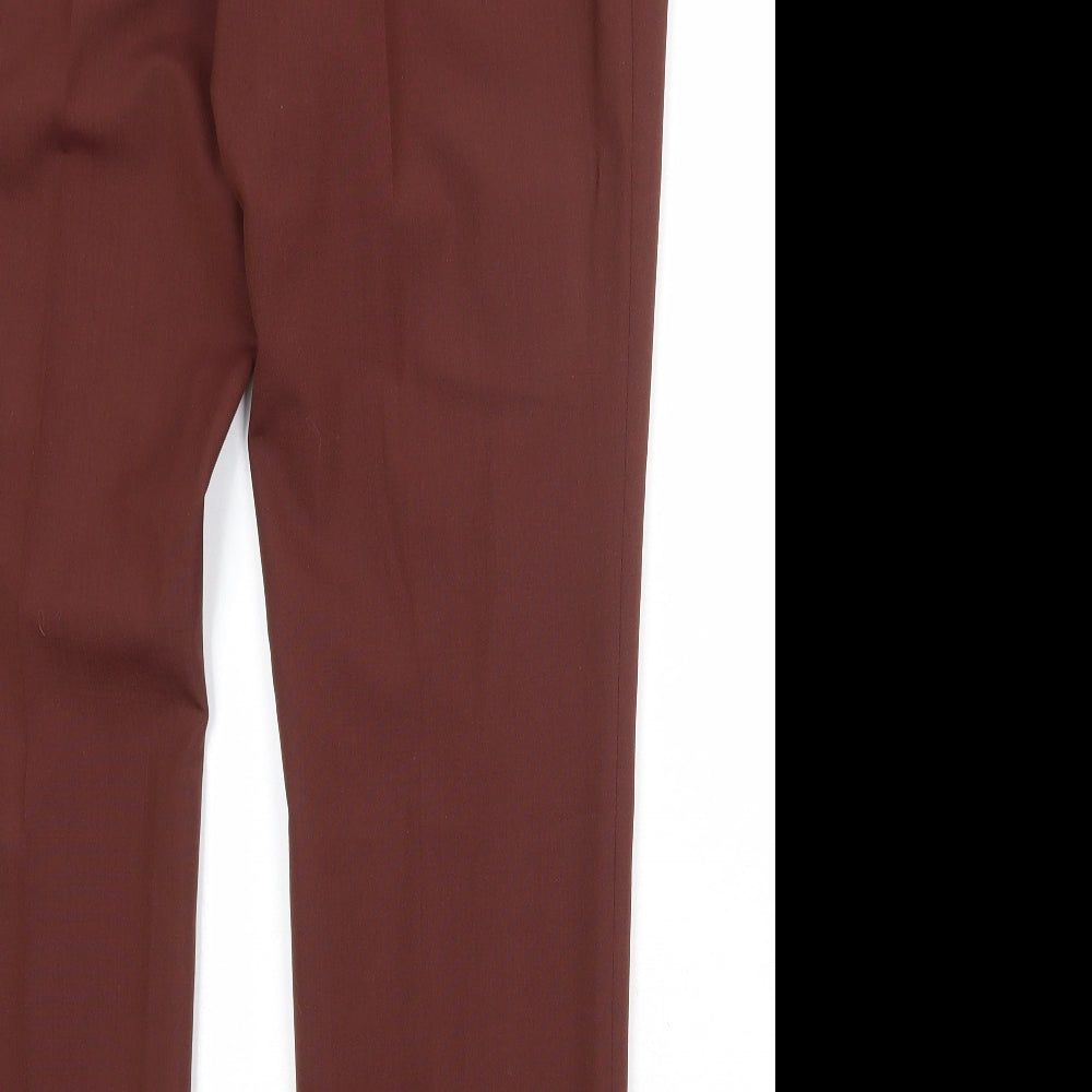 NEXT Mens Brown Wool Chino Trousers Size 36 in Regular Zip