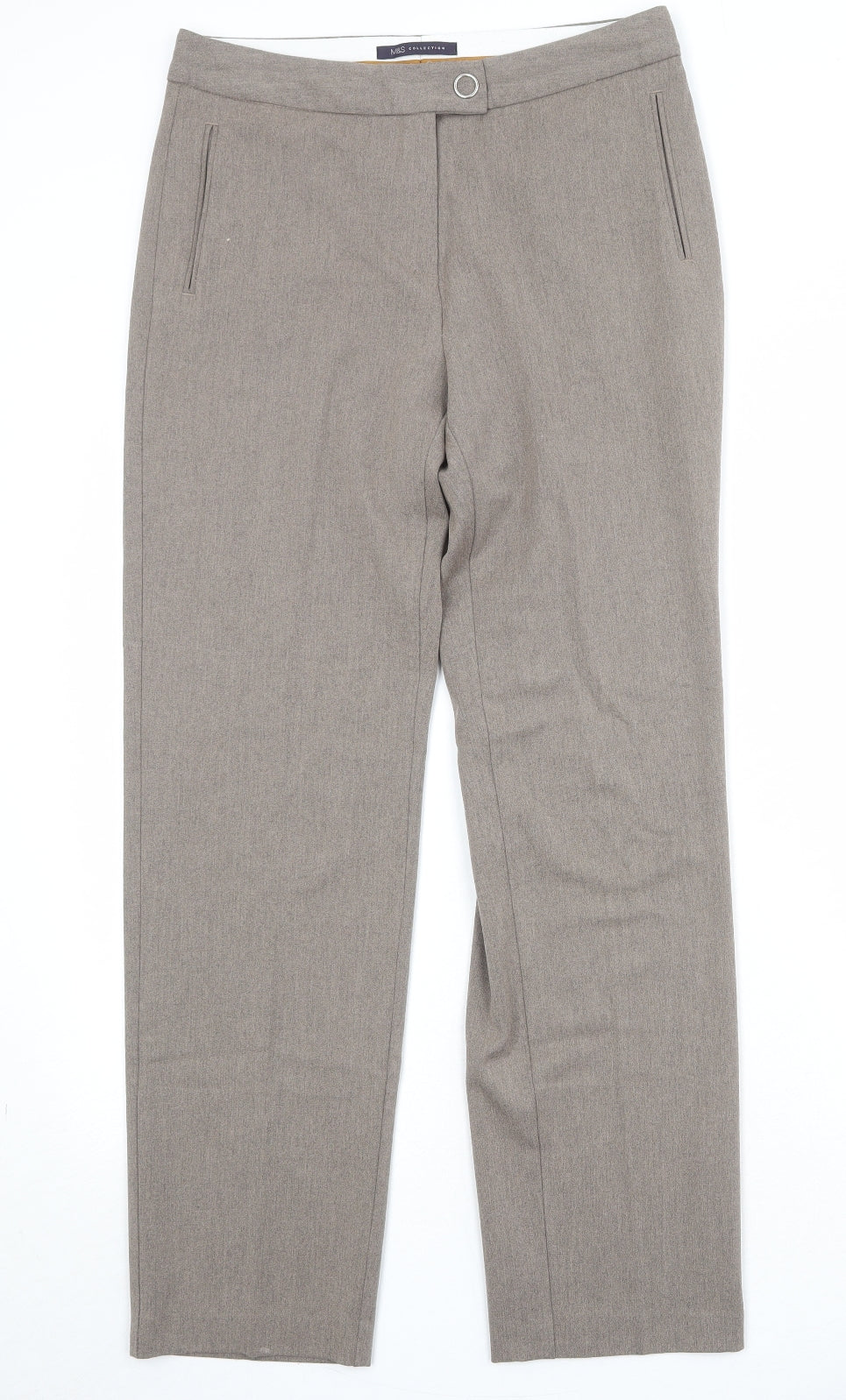 MARKS Womens Beige Polyester Trousers Size 10 Regular Zip
