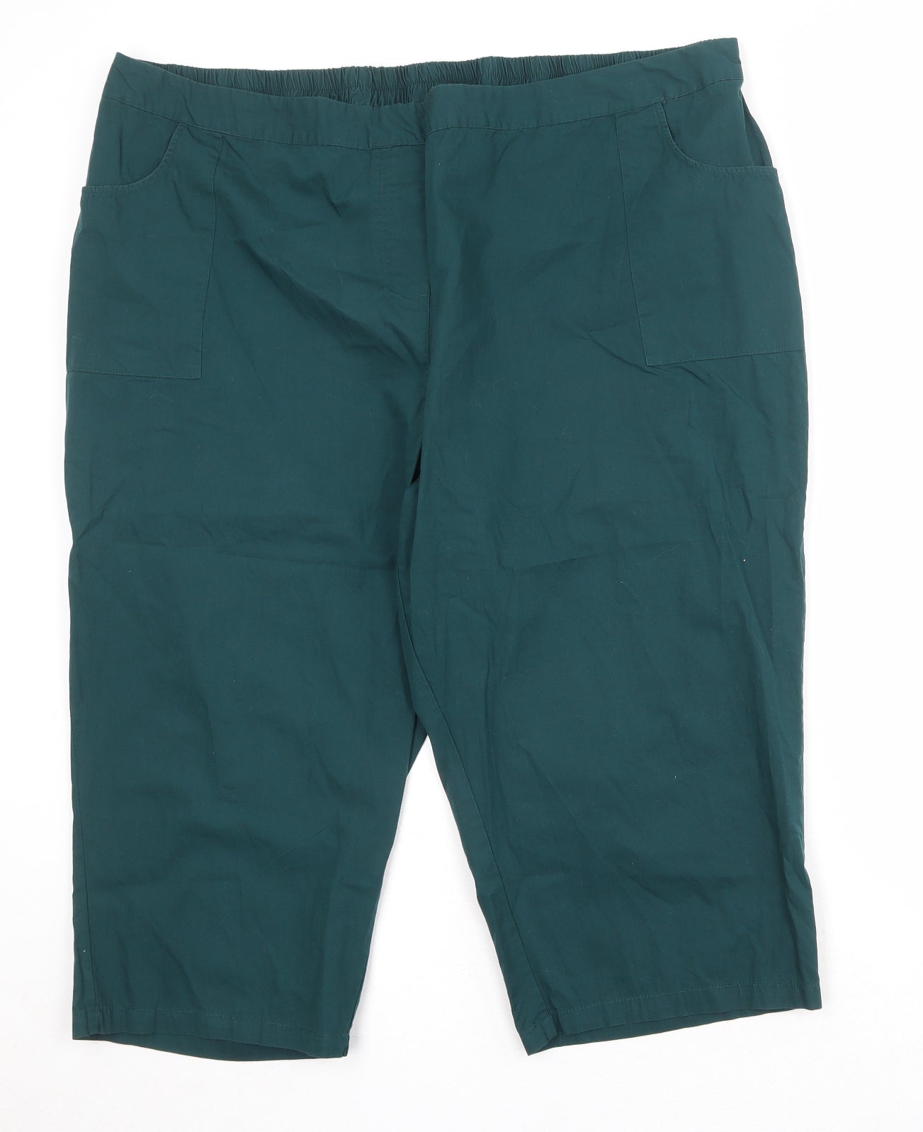 Anthology Womens Green Cotton Trousers Size 28 Regular