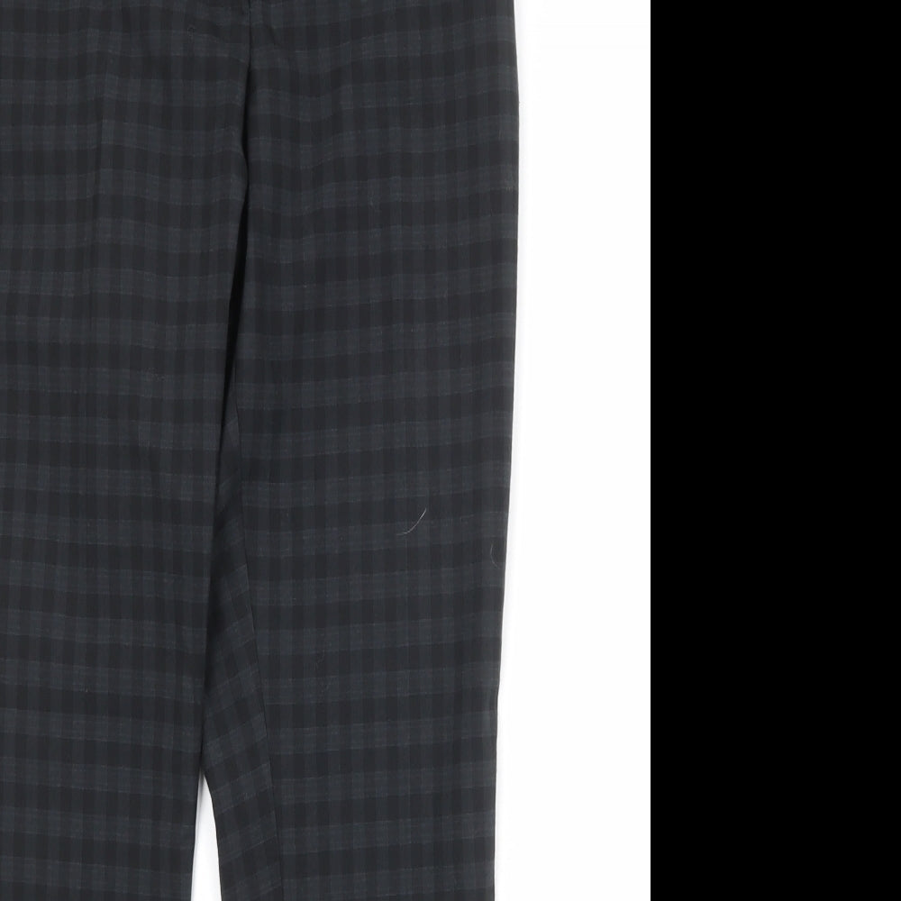 New Look Womens Black Check Polyester Trousers Size 12 Regular Zip