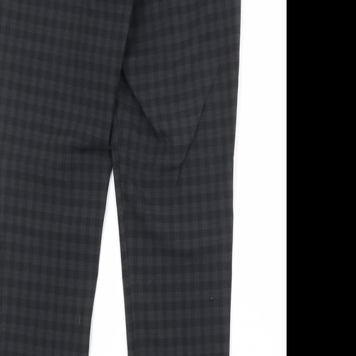 New Look Womens Black Check Polyester Trousers Size 12 Regular Zip