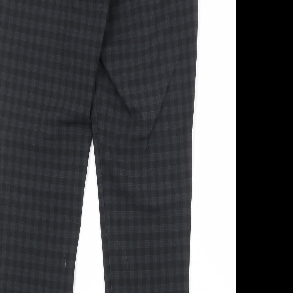 New Look Womens Black Check Polyester Trousers Size 12 Regular Zip