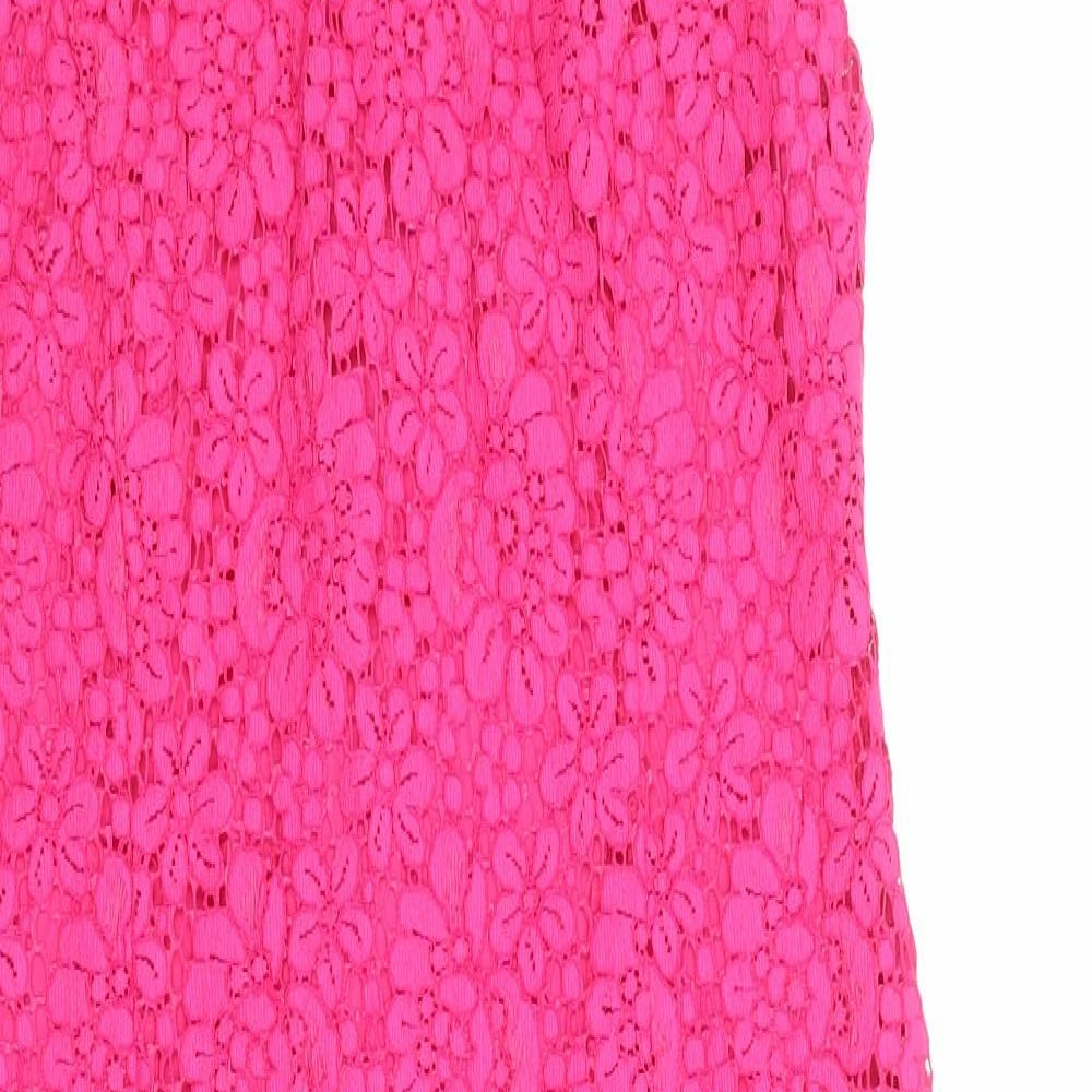Zara Womens Pink Viscose Sheath Size XL Halter Zip