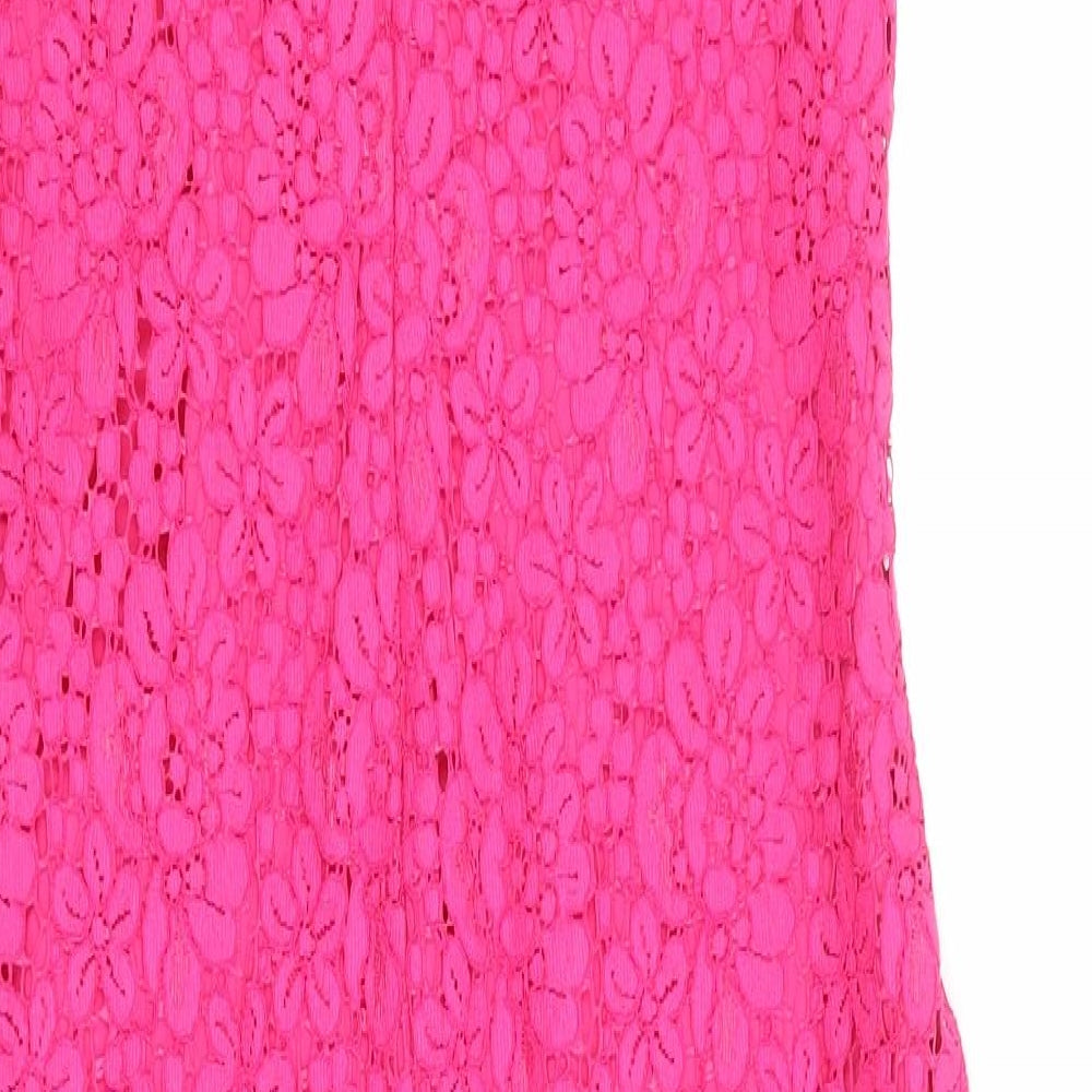 Zara Womens Pink Viscose Sheath Size XL Halter Zip