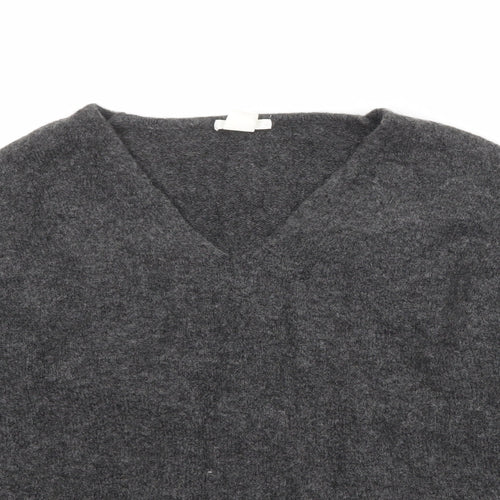 H&M Womens Grey V-Neck Acrylic Pullover Jumper Size M