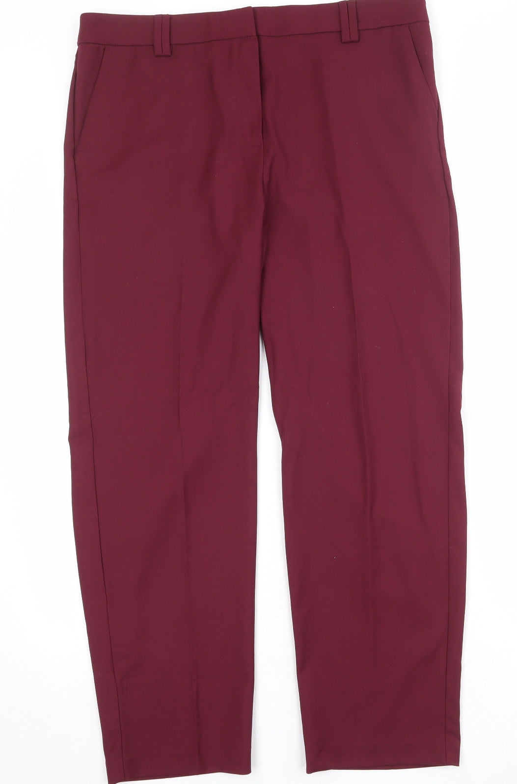 Marks and Spencer Womens Red Polyester Chino Trousers Size 36 in Regular Zip