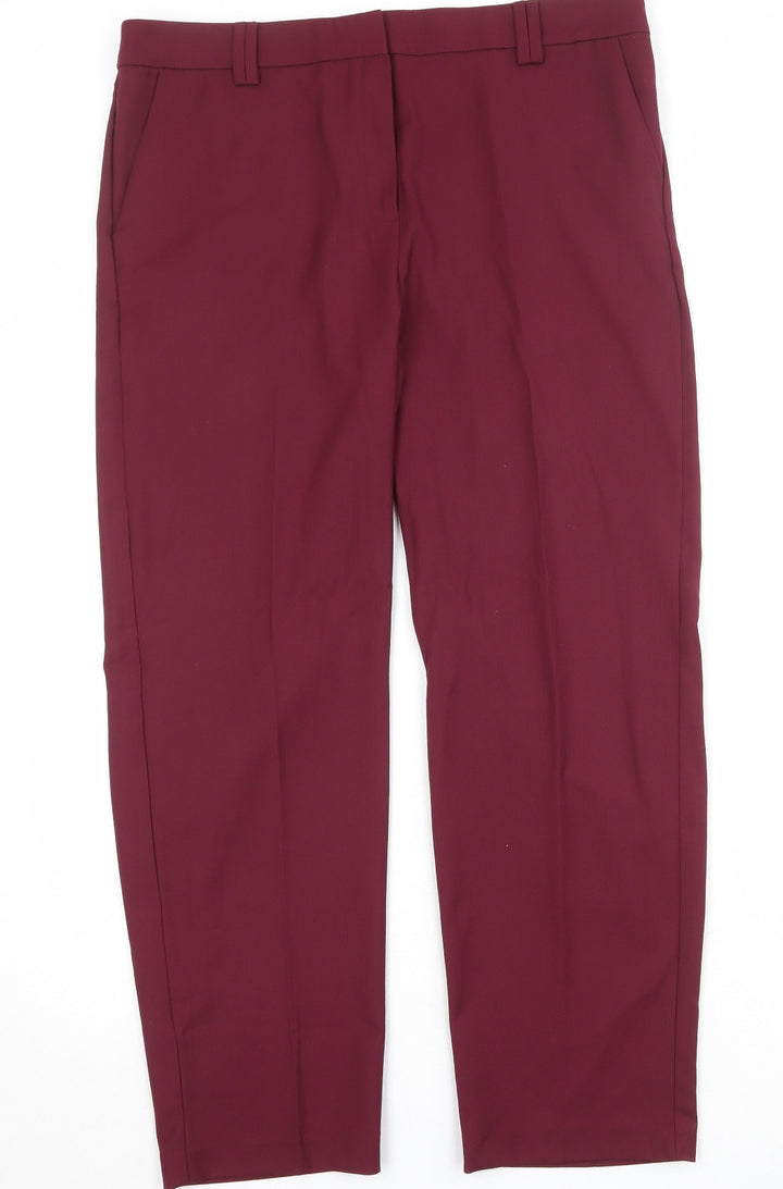Marks and Spencer Womens Red Polyester Chino Trousers Size 36 in Regular Zip