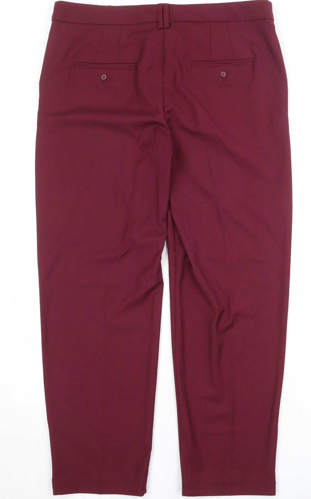 Marks and Spencer Womens Red Polyester Chino Trousers Size 36 in Regular Zip