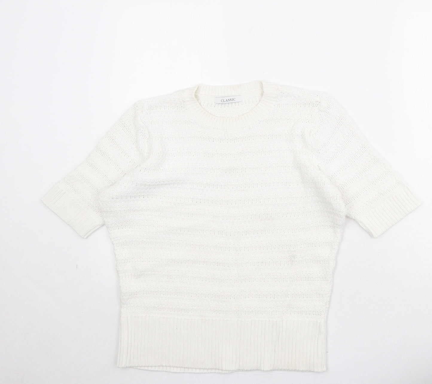 Marks and Spencer Womens White 100% Cotton Basic T-Shirt Size 12 Round Neck