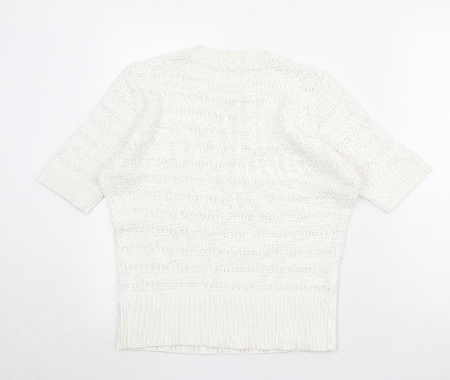 Marks and Spencer Womens White 100% Cotton Basic T-Shirt Size 12 Round Neck