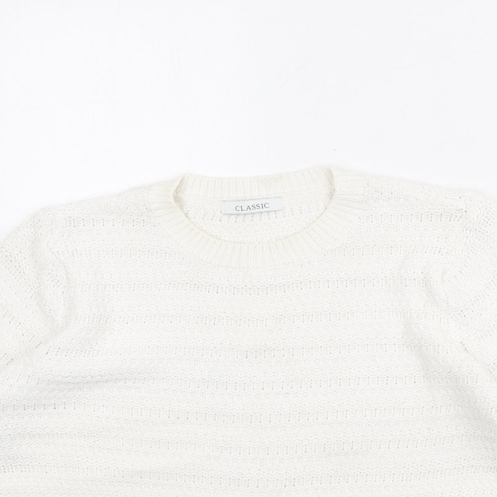Marks and Spencer Womens White 100% Cotton Basic T-Shirt Size 12 Round Neck