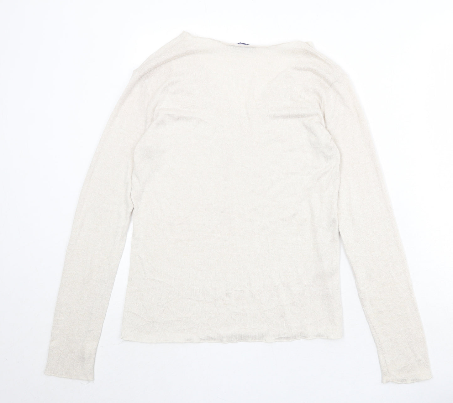 Zara Womens Beige V-Neck Acrylic Pullover Jumper Size S