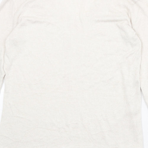 Zara Womens Beige V-Neck Acrylic Pullover Jumper Size S