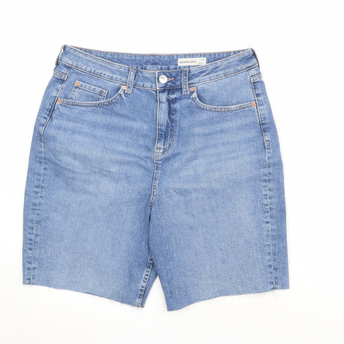 Marks and Spencer Womens Blue Cotton Bermuda Shorts Size 14 Regular Zip