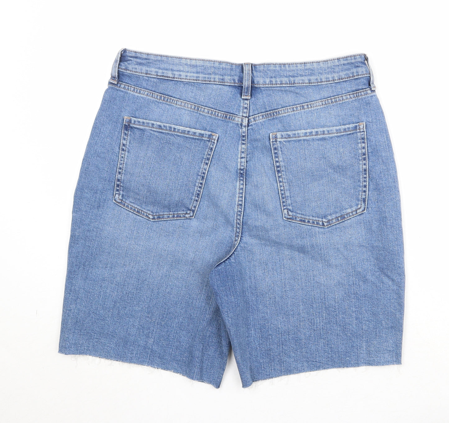 Marks and Spencer Womens Blue Cotton Bermuda Shorts Size 14 Regular Zip