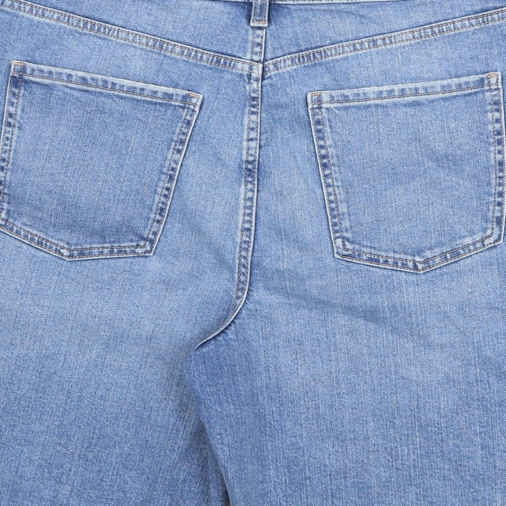 Marks and Spencer Womens Blue Cotton Bermuda Shorts Size 14 Regular Zip