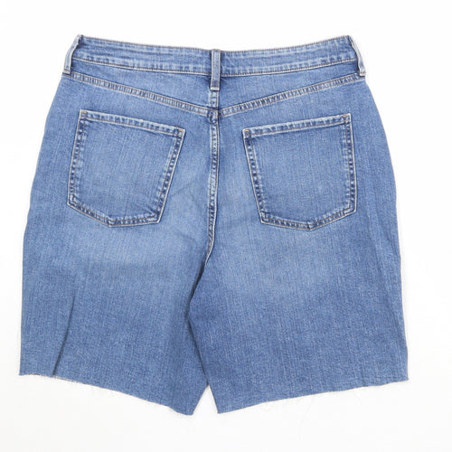 Marks and Spencer Womens Blue Cotton Bermuda Shorts Size 14 Regular Zip