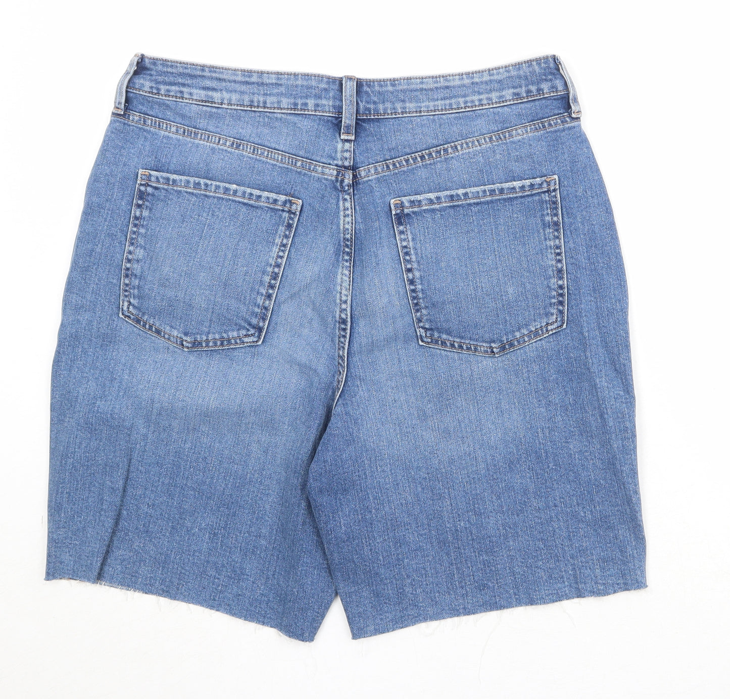 Marks and Spencer Womens Blue Cotton Bermuda Shorts Size 14 Regular Zip