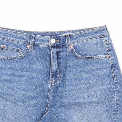 Marks and Spencer Womens Blue Cotton Bermuda Shorts Size 14 Regular Zip