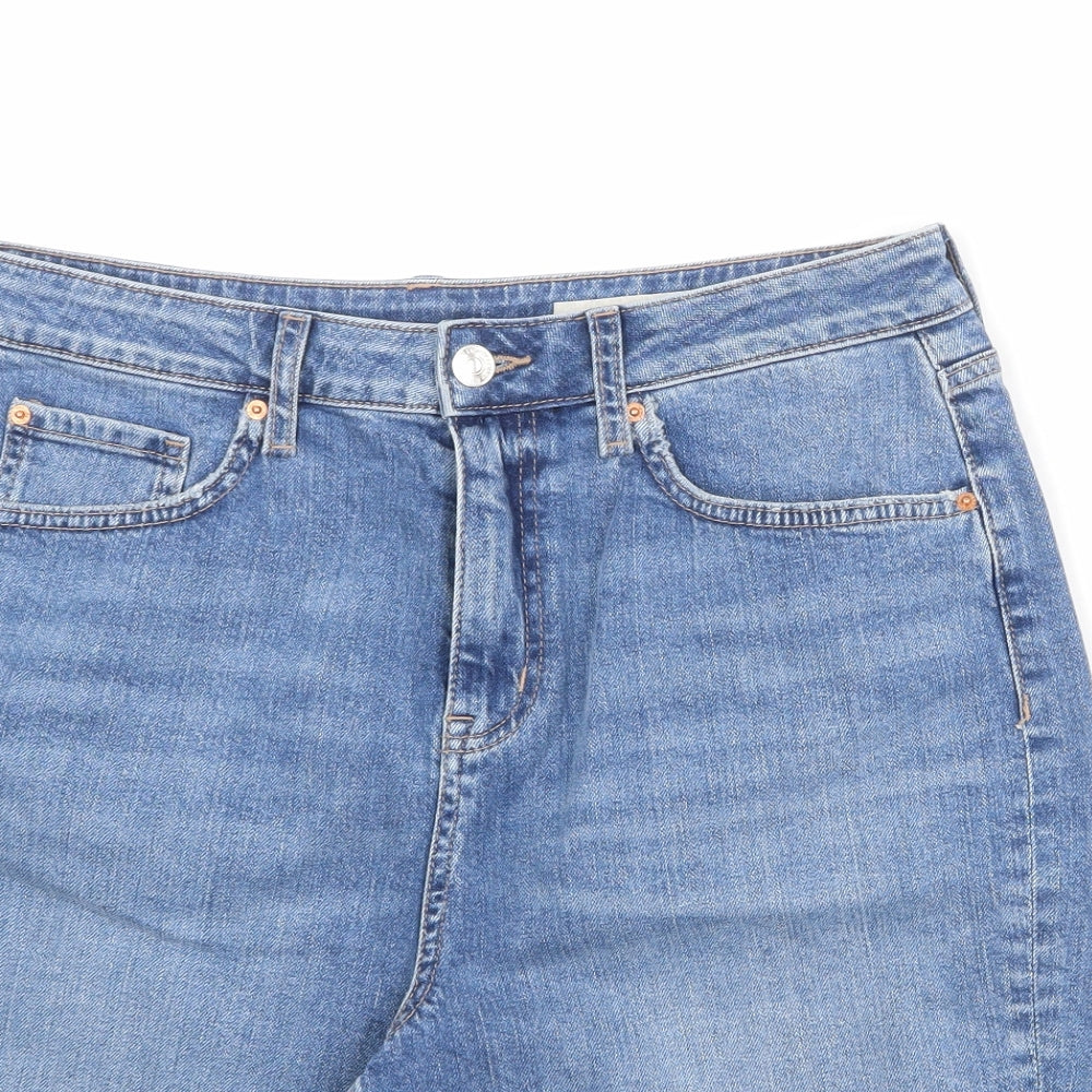 Marks and Spencer Womens Blue Cotton Bermuda Shorts Size 14 Regular Zip