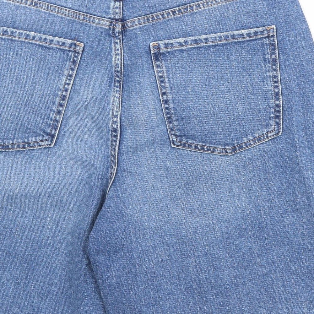 Marks and Spencer Womens Blue Cotton Bermuda Shorts Size 14 Regular Zip