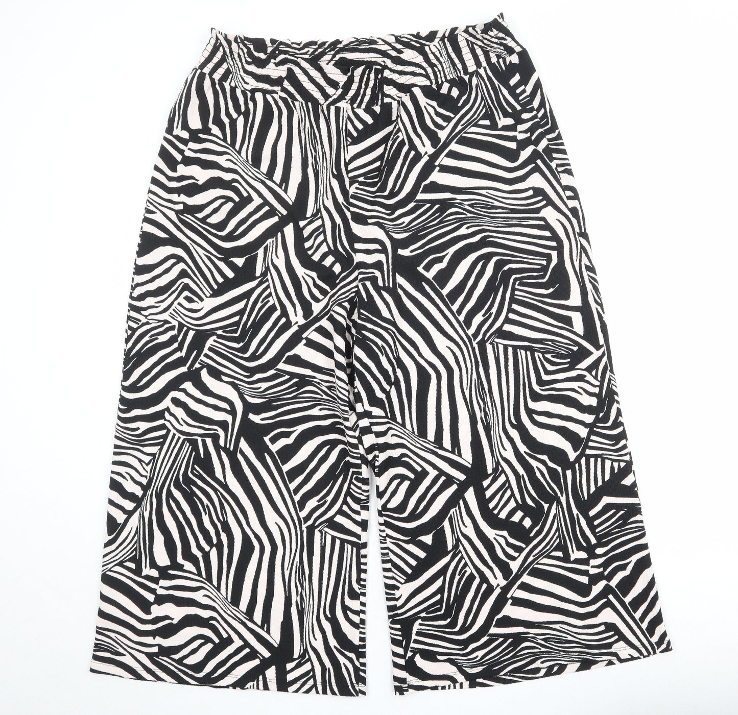 River Island Womens Black Geometric Polyester Trousers Size 20 Regular